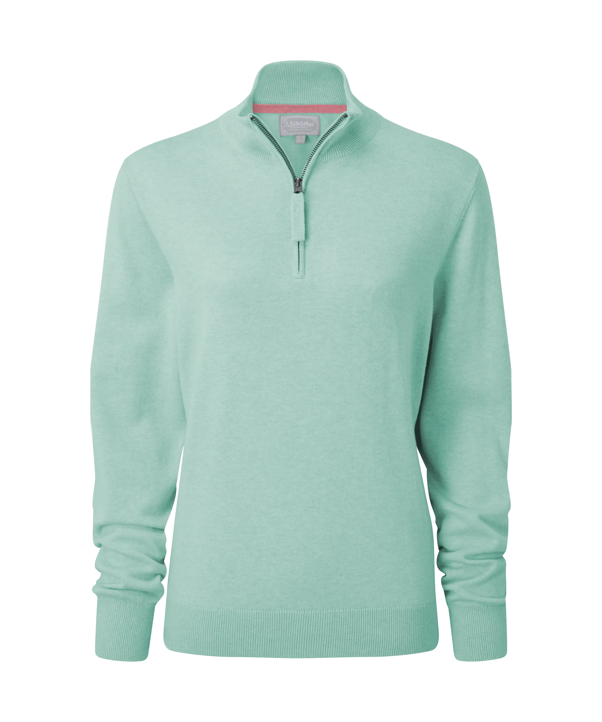 Polperro Quarter Zip Jumper - Pale Mint