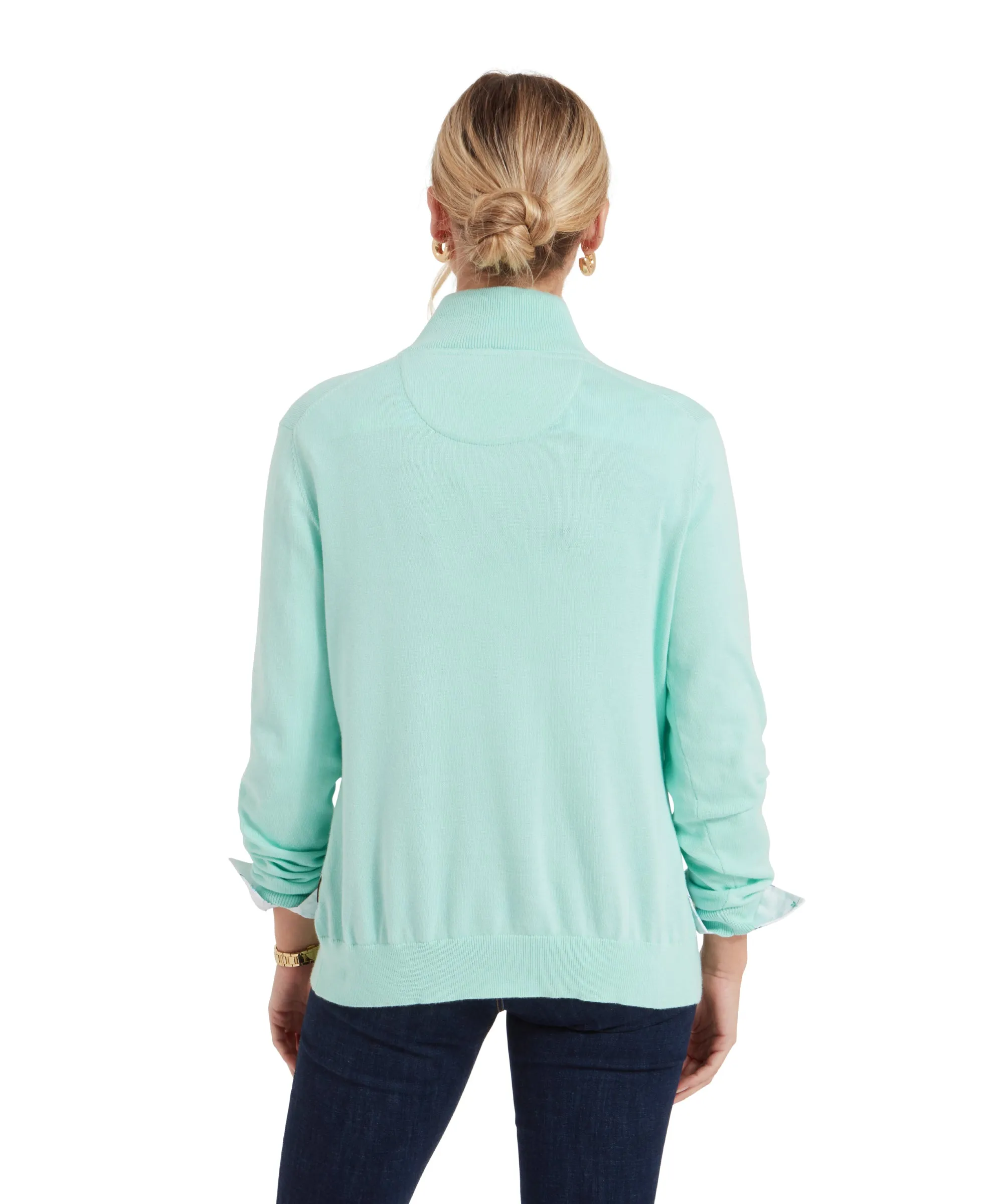 Polperro Quarter Zip Jumper - Pale Mint