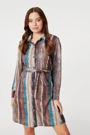 Printed Long Sleeve Shirt Dress