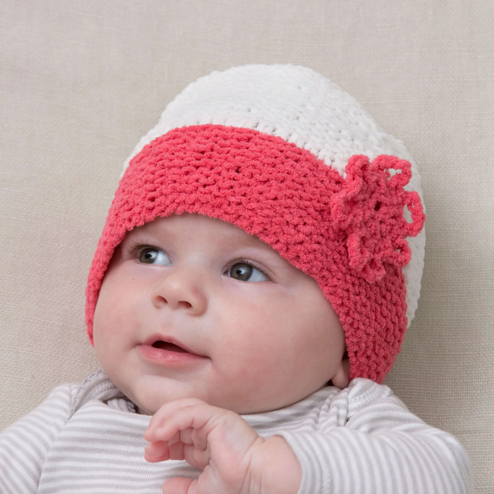 Red Heart Knit Coral Cutie Hat & Booties