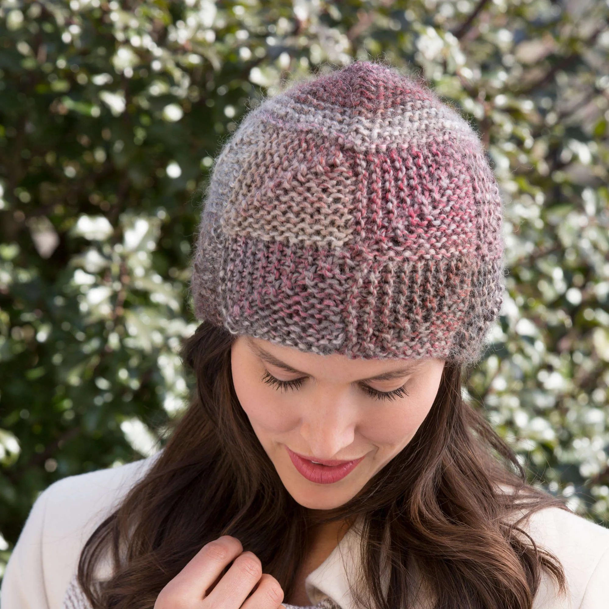 Red Heart Knit Shaded Mitered Hat