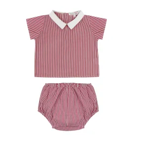 Red Stripe Baby Shirt Set