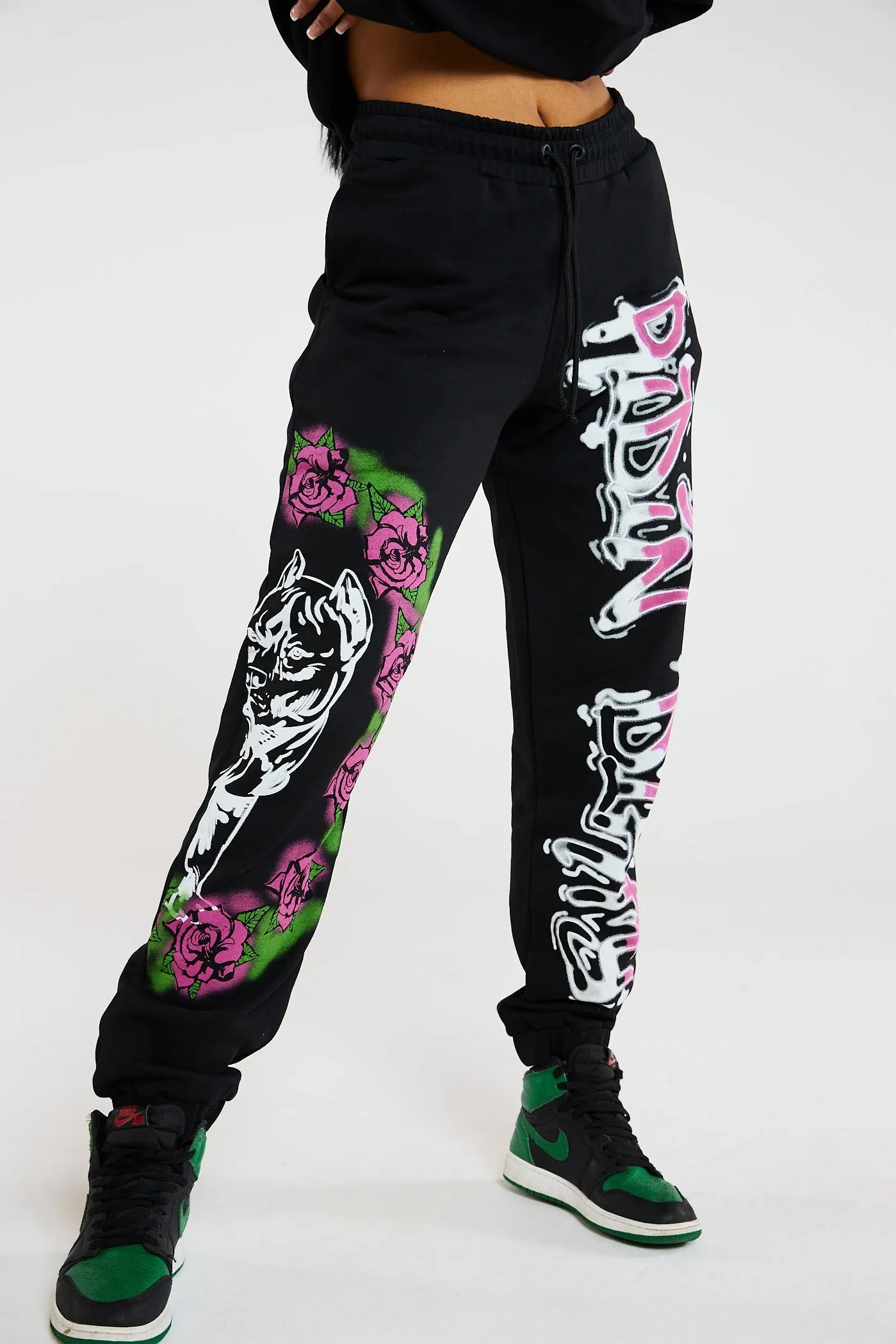 Ridin' Dirty Graffiti Print Cuffed Joggers