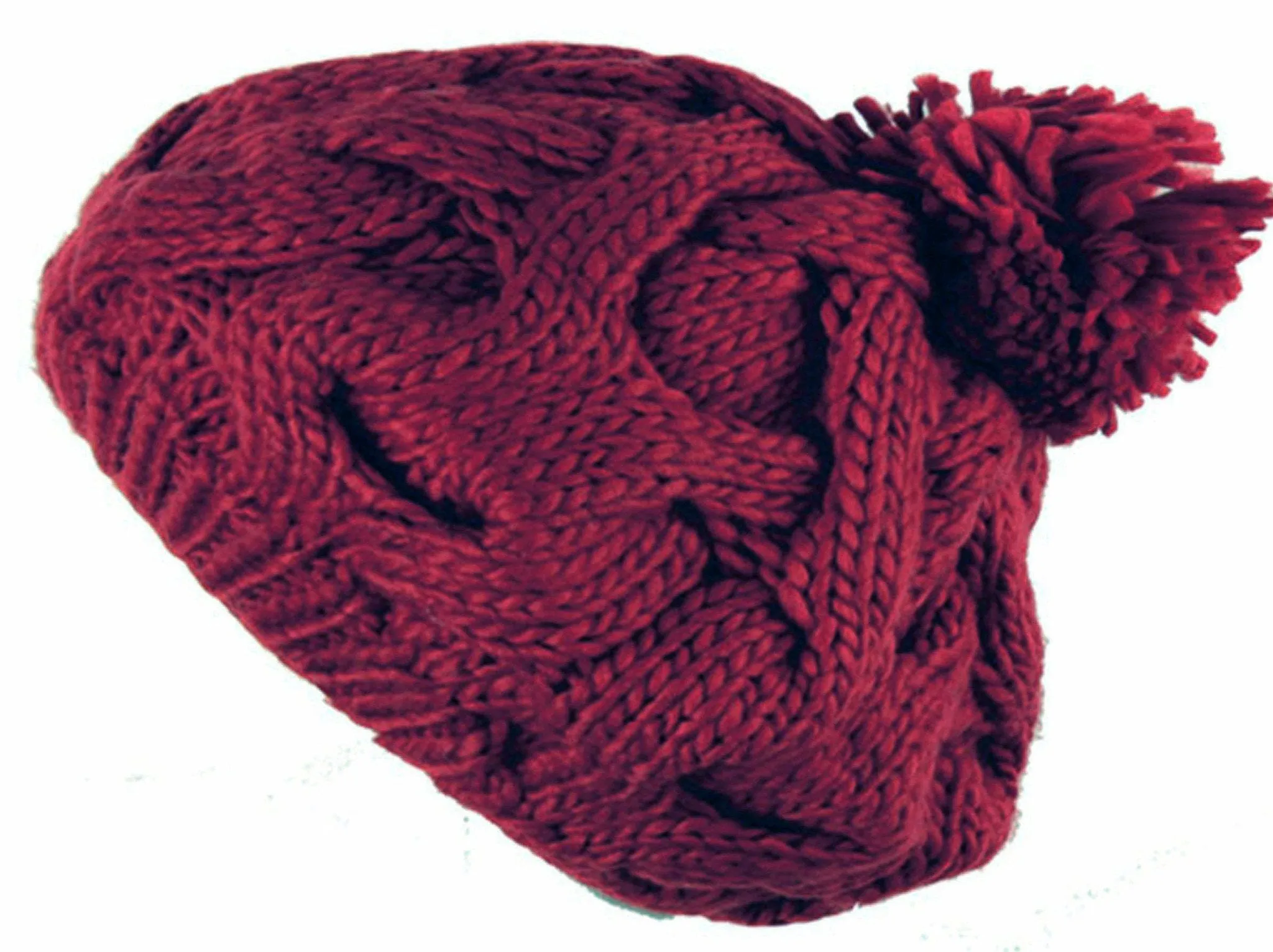 Sakkas Cable Knit Pom Pom Thick Slouch Hat