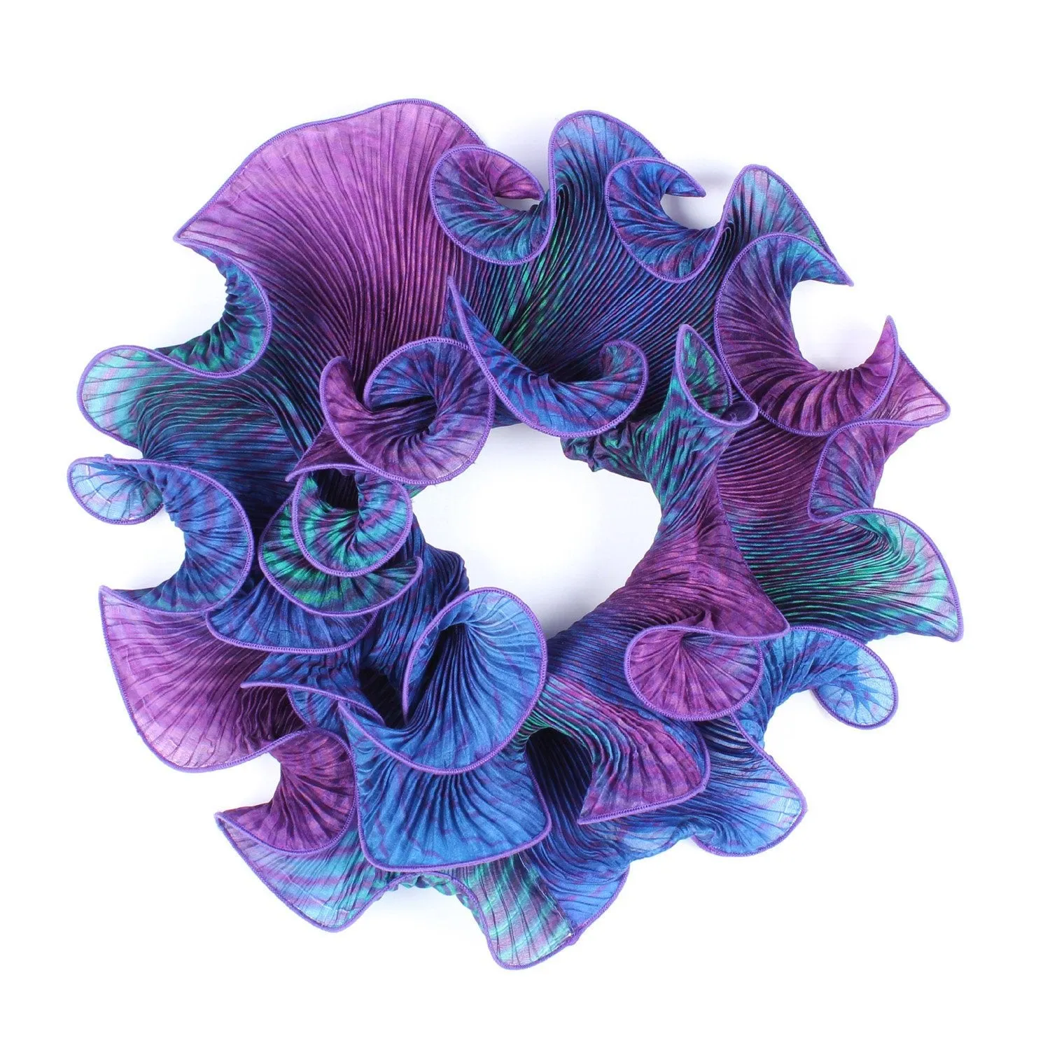 Shibori Silk Infinity Scarf in Blue and Purple by Cathayana