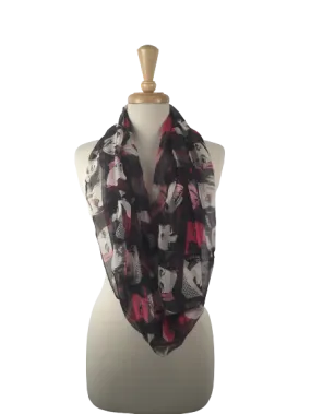 SIS-02 - Infinity Silk Scarf with Faces Print