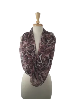 SIS-03 -  Infinity Silk Scarf with Mixed Reptile Print