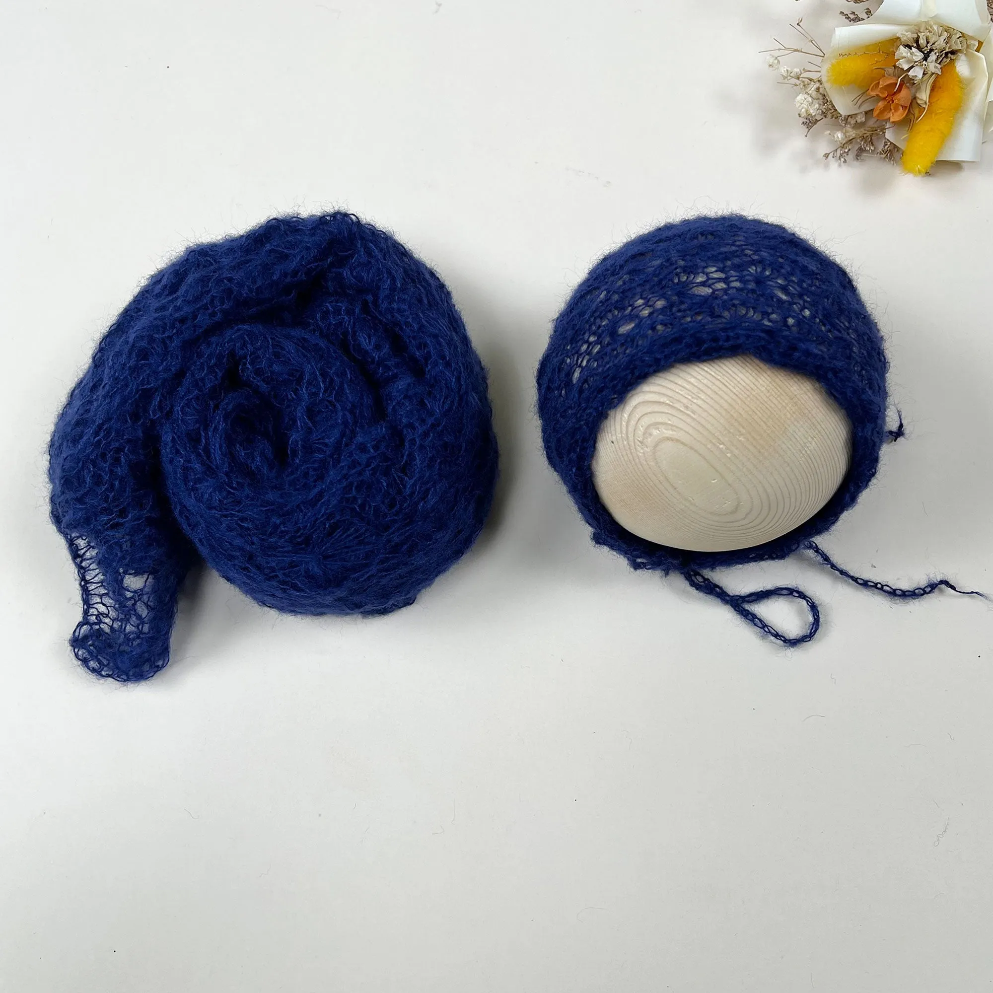 Stretchy Soft Knit Mohair Wrap with Hat Set