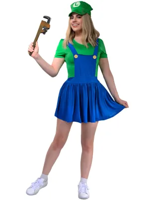 Super Green Plumber Womens Luigi Costume