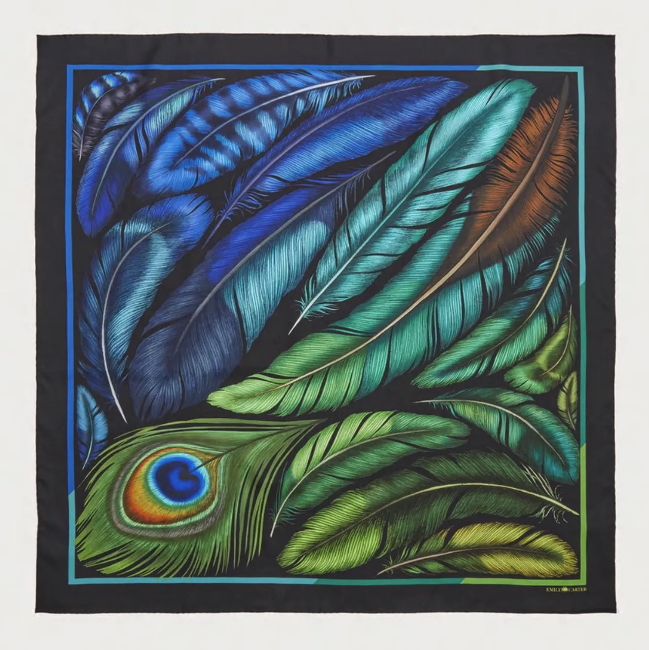 The Iridescent Feather Silk Scarf | 90x90cm