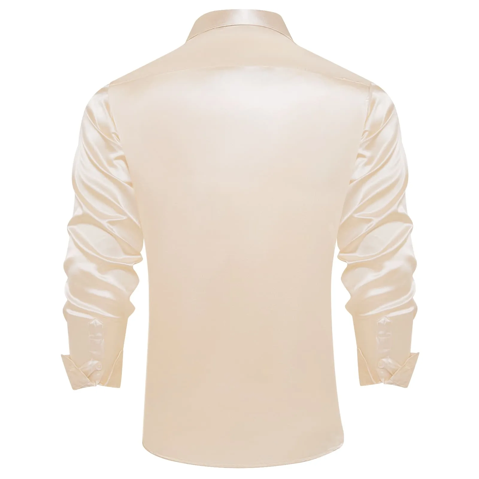 Ties2you Collar Shirt Beige Satin Solid Long Sleeve Button Up Shirts for Men