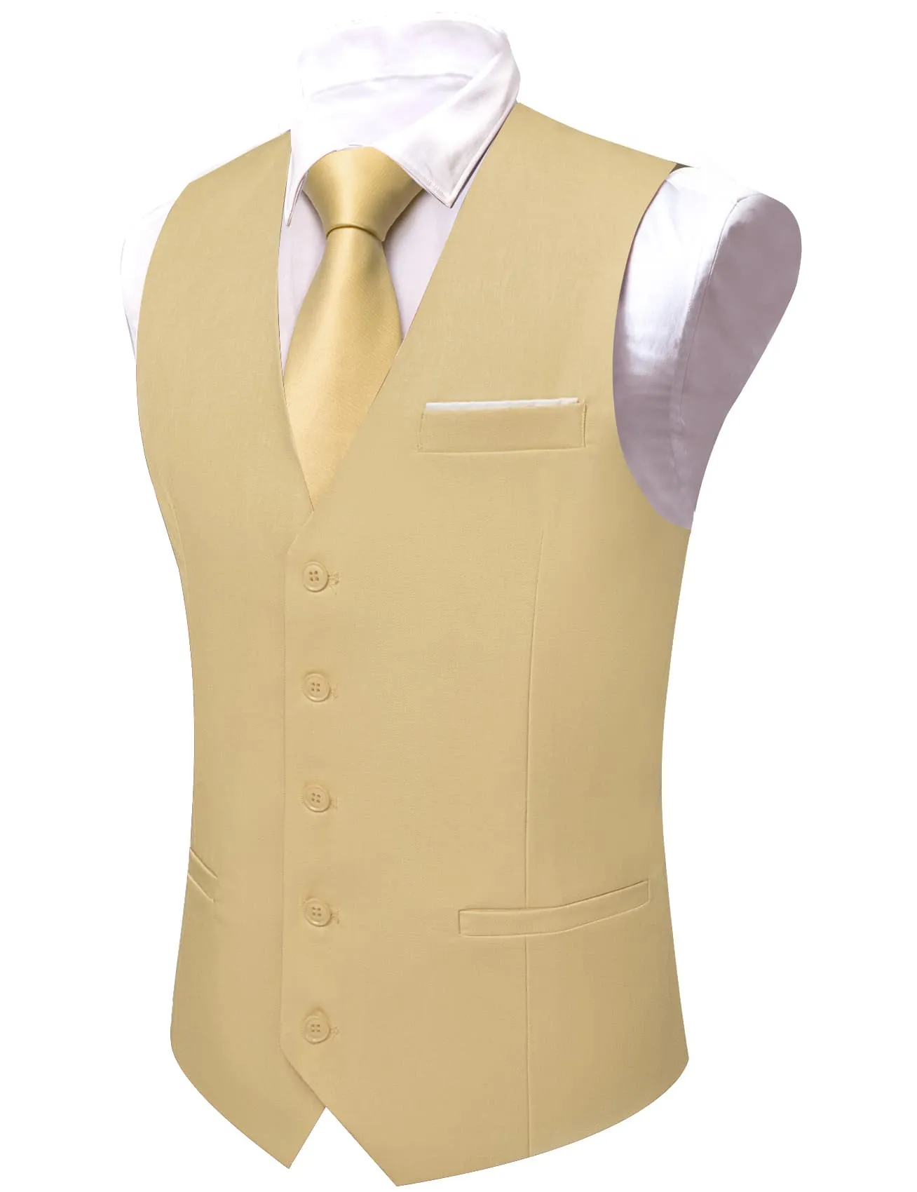 Ties2you Work Vest Beige Solid Button Silk Mens Dress Vest Jacket Fashion