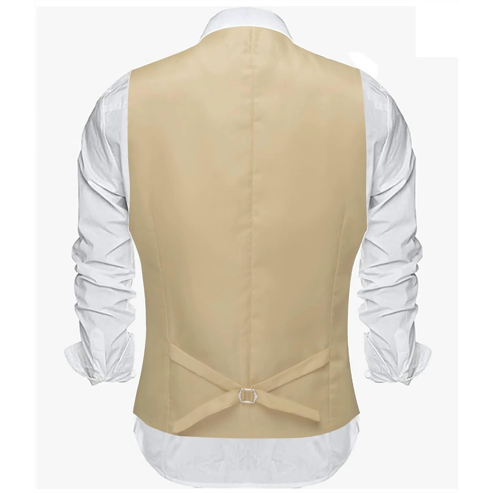 Ties2you Work Vest Beige Solid Button Silk Mens Dress Vest Jacket Fashion