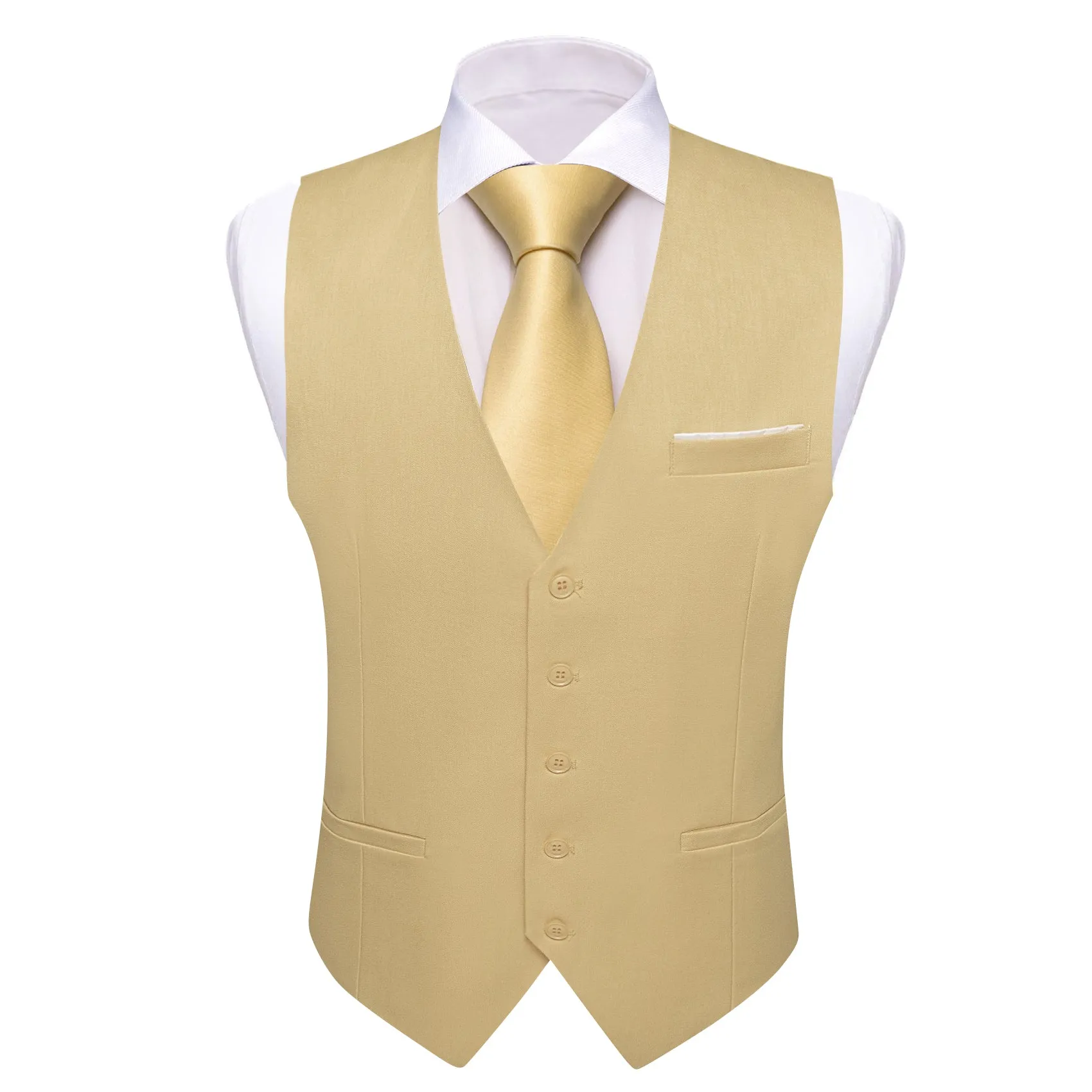 Ties2you Work Vest Beige Solid Button Silk Mens Dress Vest Jacket Fashion