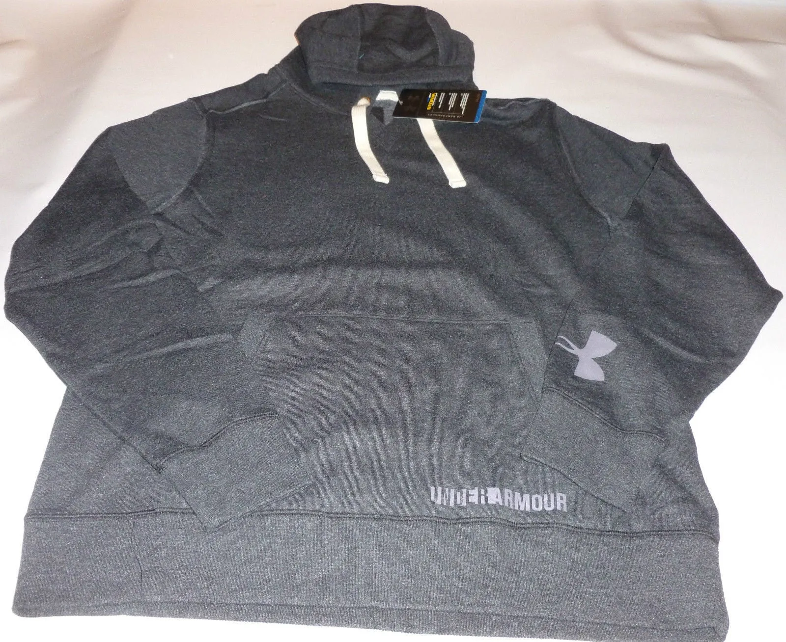 UNDER ARMOUR MENS CHARGED COTTON LEGACY FLEECE HOODY-CHARCOAL-LARGE - CHA, M, LARGE