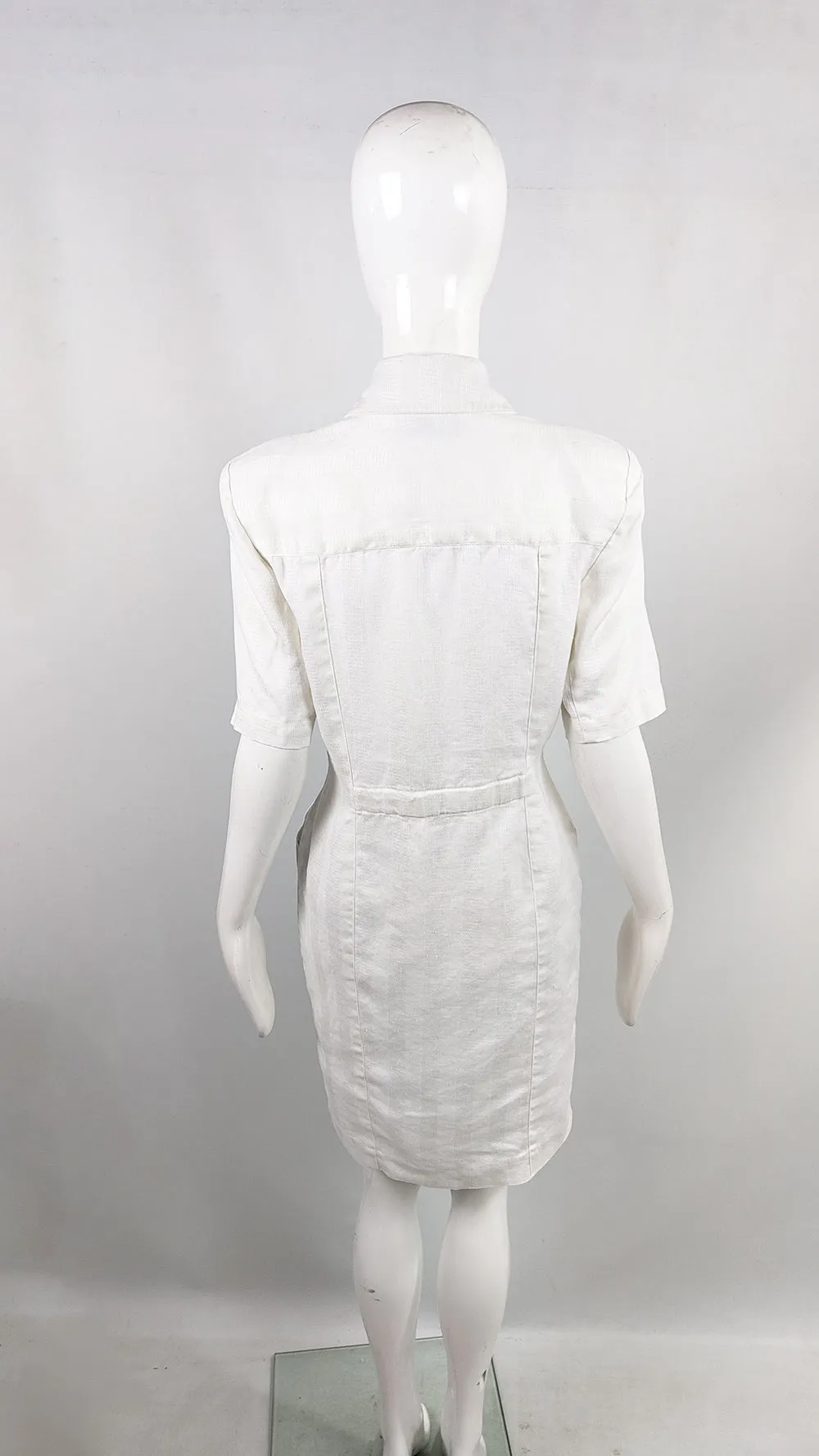 Williwear by Willi Smith Vintage White Linen Shirtdress, 1980s