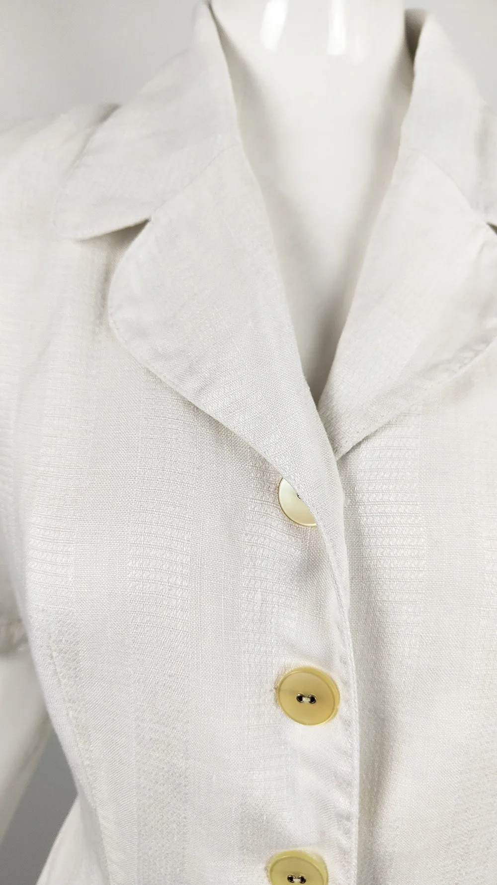 Williwear by Willi Smith Vintage White Linen Shirtdress, 1980s