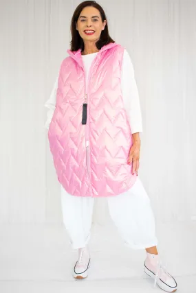 Willoughby Hooded Gilet in Iridescent Pink