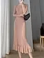 Women's Elegant Long Sleeve Ruffle Sweater Knit Dress