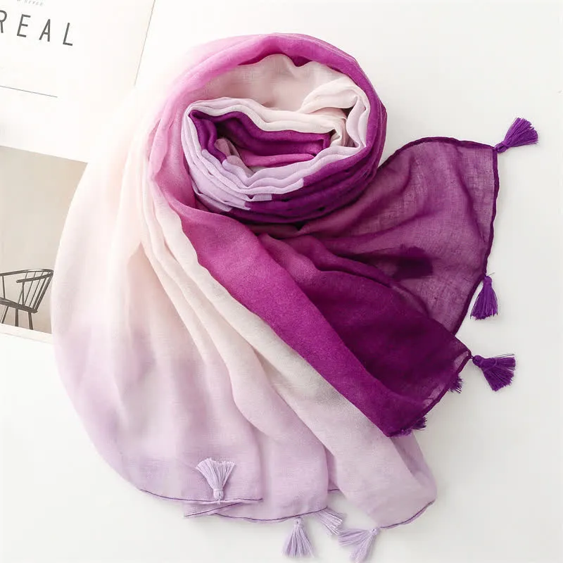 Women's Fresh Unique Gradient Color Thin Scarf