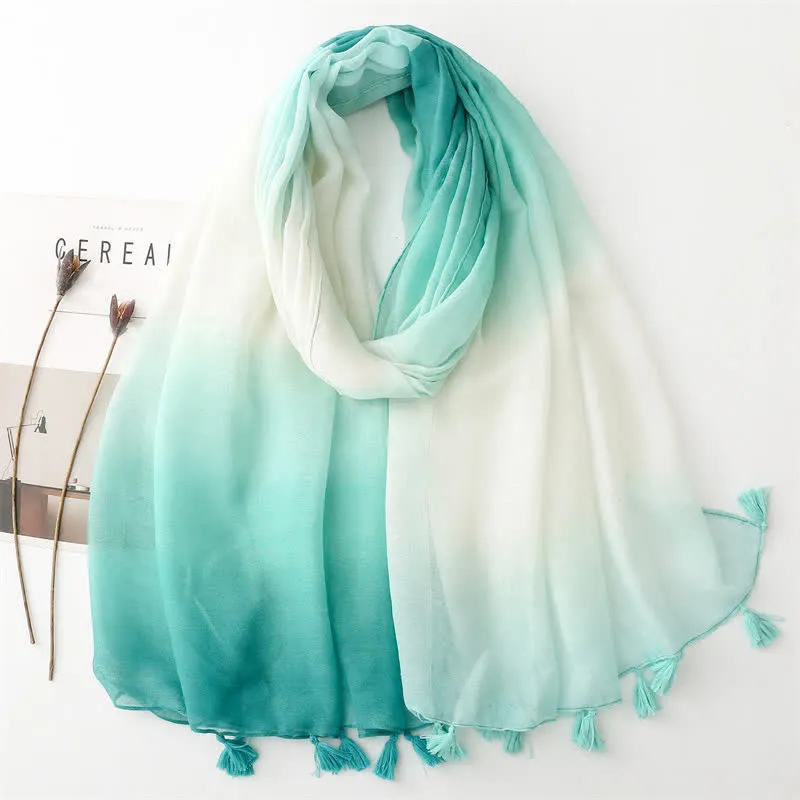 Women's Fresh Unique Gradient Color Thin Scarf