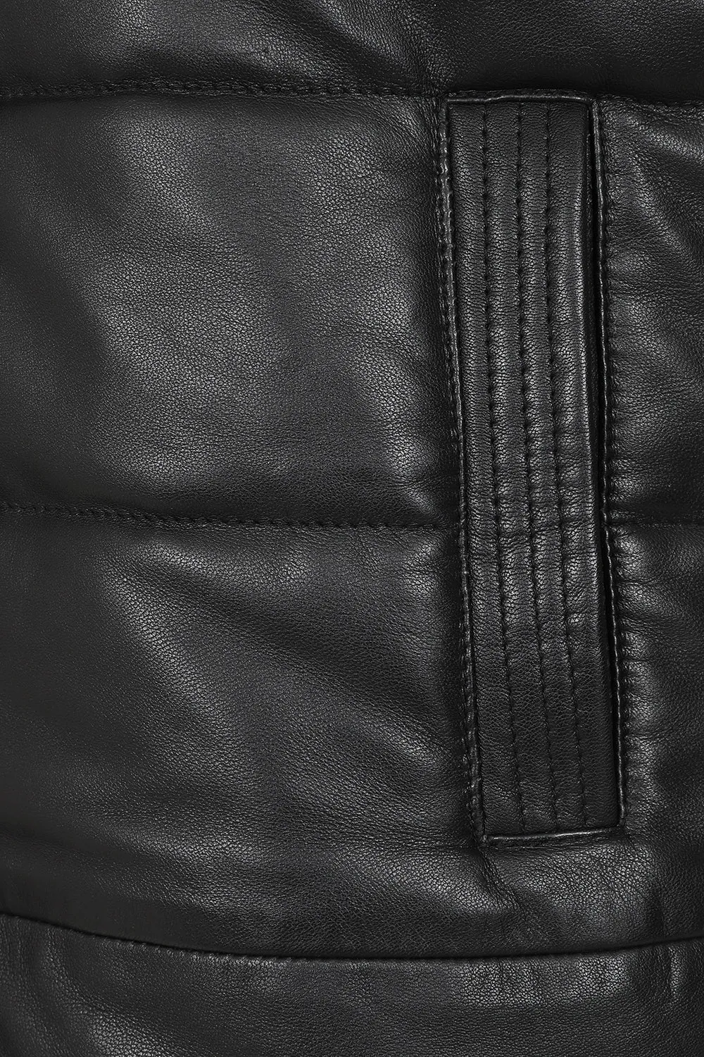 Women's Long Leather Quilted Gilet with Detachable Hood - VALERIE