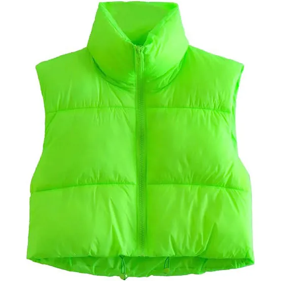 Women's Winter Crop Vest Lightweight Sleeveless Warm Outerwear Puffer Vest Padded Gilet