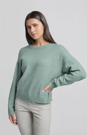 Yaya Jumper Ribbed Detail Jade Green