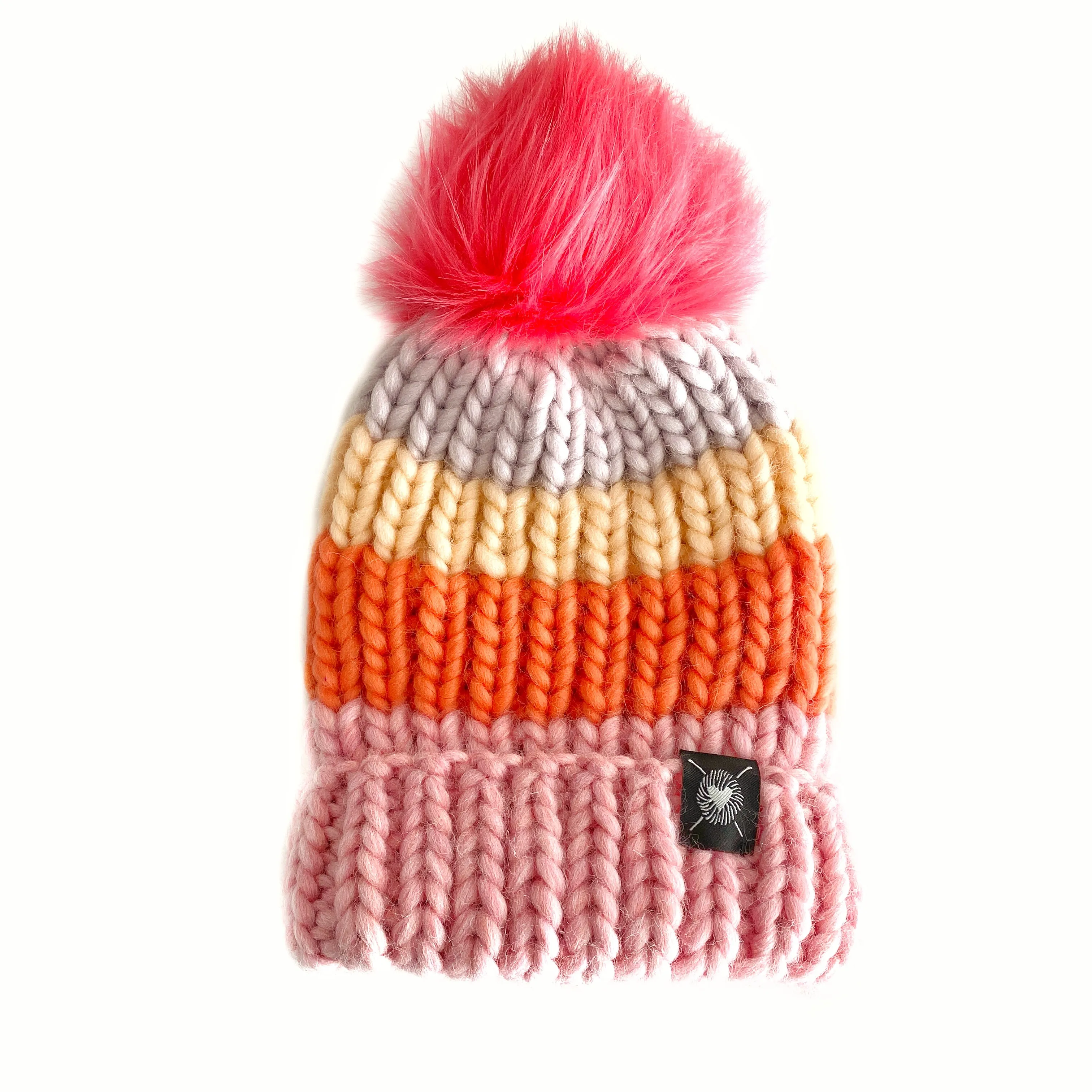 Zero Waste : Merino Folded Brim Faux Fur Pom-Pom Beanie